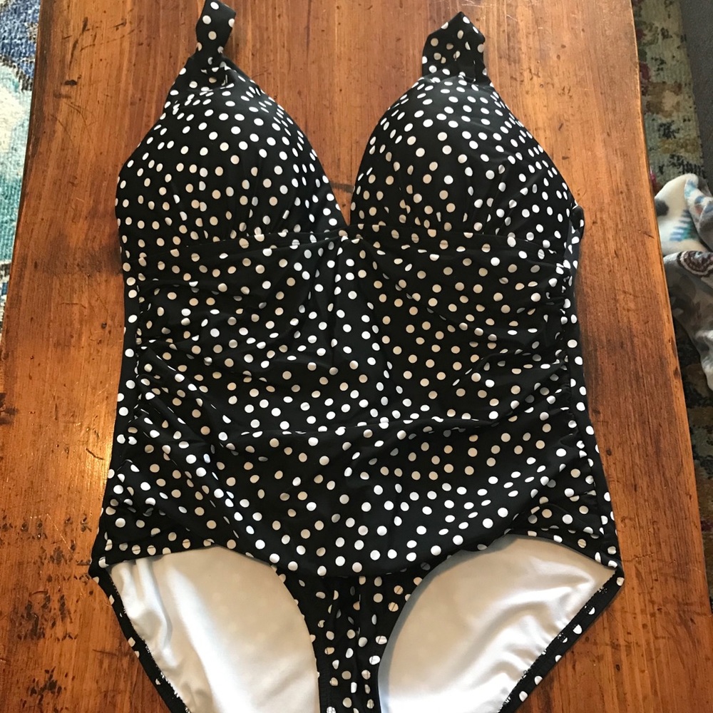 Polka Dot Halter One Piece Bathing Suit